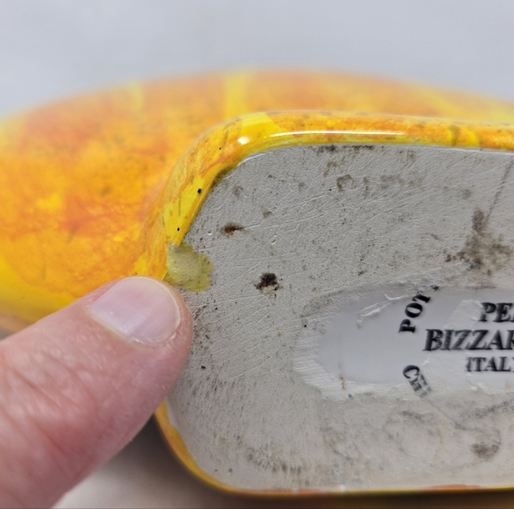 Italian Hand Made Flower Vase Bright Bold Hand Painted Flowers Yellow Orange - Picture 9 of 14